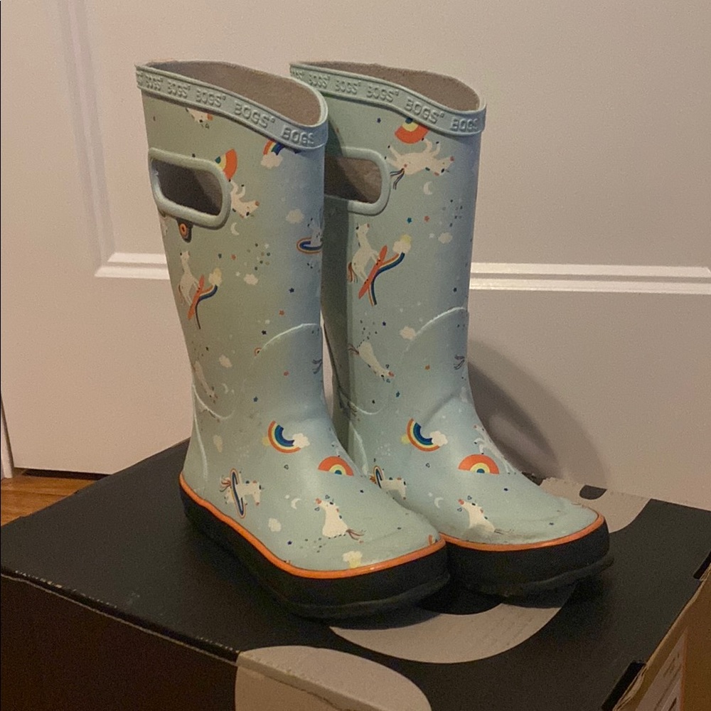 BOGS Kids' Blue unicorn Rain Boots